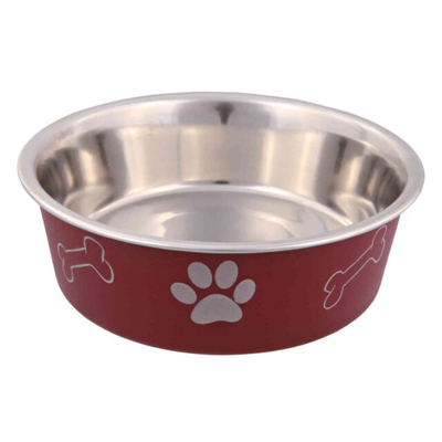 Burgundy Decorated Dog Bowls