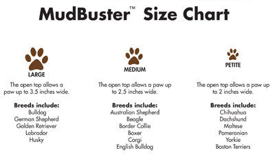 Mudbuster Size Chart